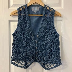 Vintage Women’s Open Weave Denim Vest